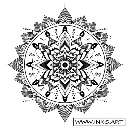 Tattoo Design Eiffel Tower Mandala Art Style Dotwork