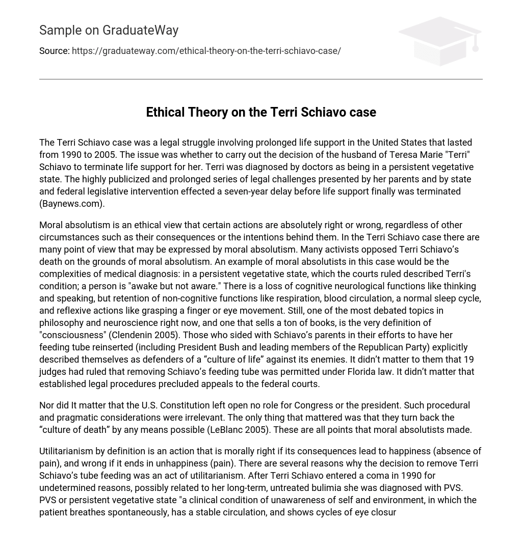 The Terri Schiavo Case Legal Ethical And Medical Perspectives Annals Of Internal Medicine