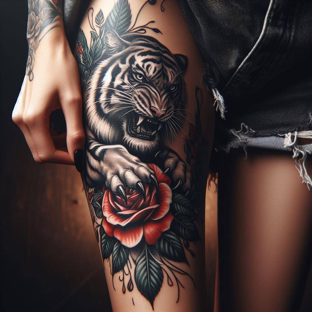 Tiger Rose Tattoo