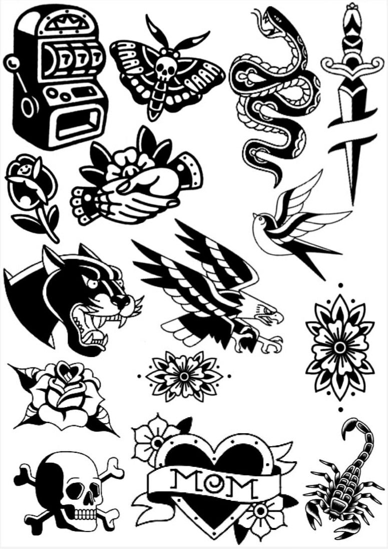 Traditional Black And White Tattoo Designs