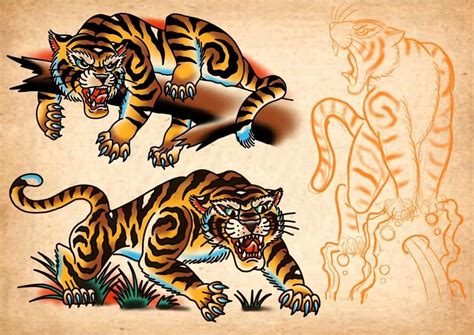 Traditional Tiger Tattoo Flash Printable Calendars At A Glance Traditional Tiger Tattoo Flash Printable Calendars At A Glance