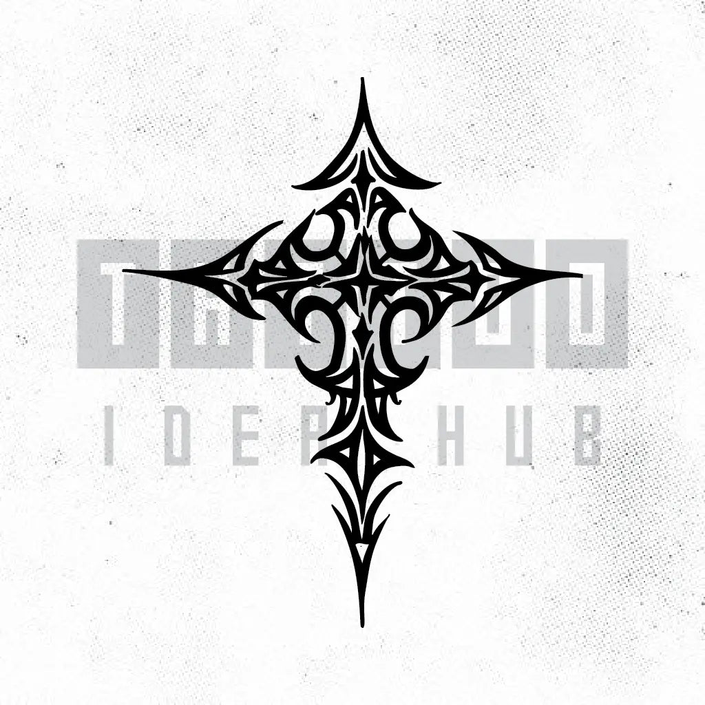 Trendy Tribal Cross Tattoo Design For Men Trendy Tribal Cross Tattoo Design For Men