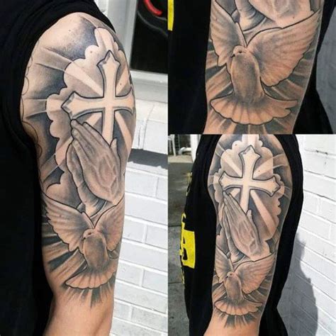 Upper Arm Cross Tattoo Ideas For Men