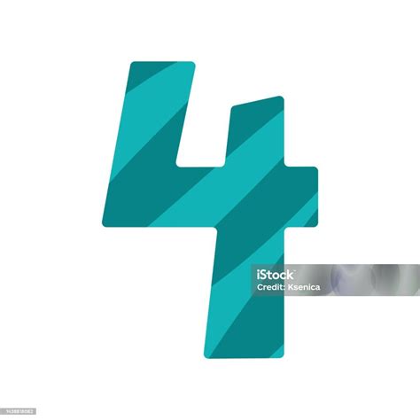 Vetores De O N Mero Quatro Feito Na Forma Fofa 4 E Mais Imagens De