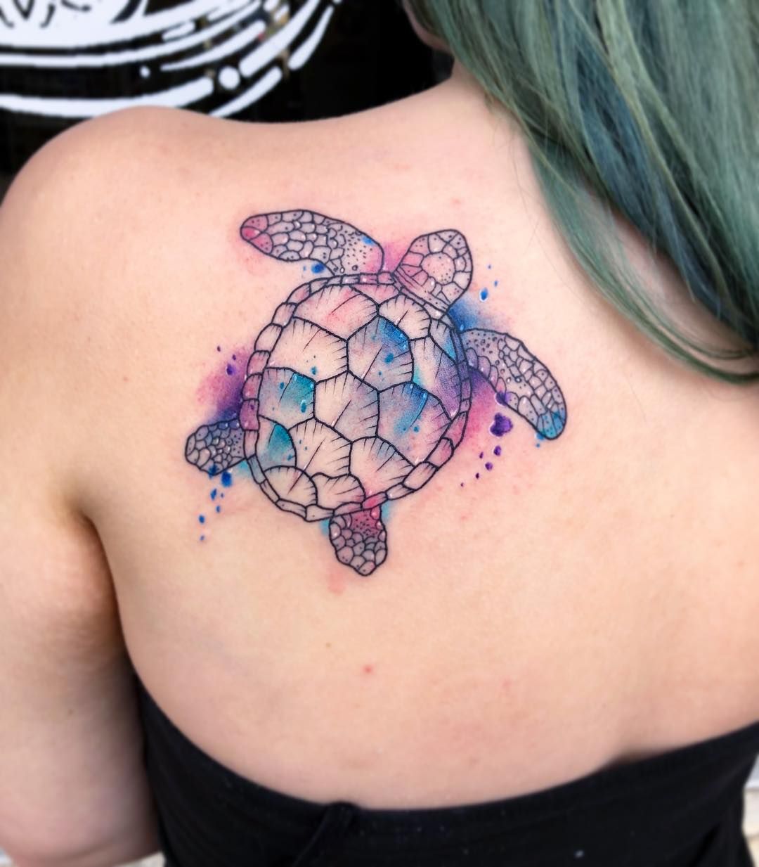 Watercolor Sea Turtle Tattoo Design