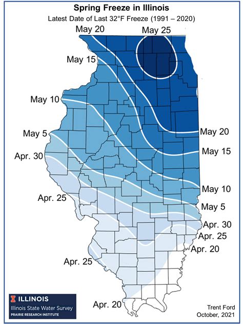 When Will Illinois Experience The 1St Hard Freeze Of The Season